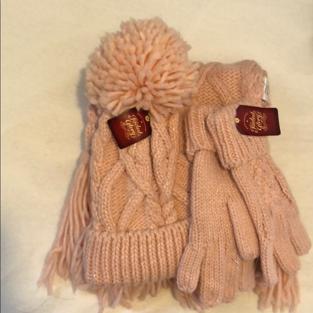 Pink Hat Glove and Scarf Set
